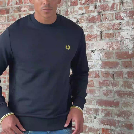 Fred Perry Truien Crew neck sweat-shirt - navy ecru honeycomb
