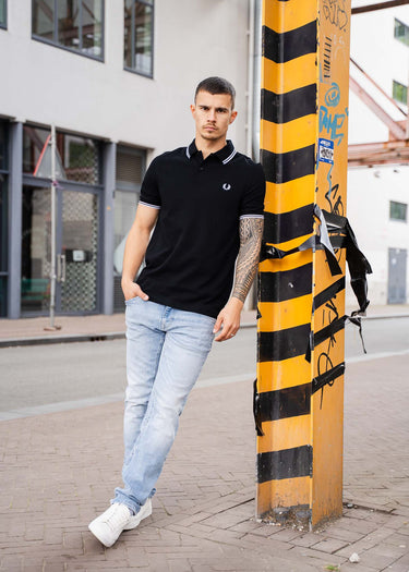 Fred Perry Polo's Twin tipped fred perry shirt - black white white