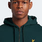 Lyle and Scott zip through hoodie dark green