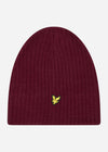 Lyle & Scott Mutsen  Knitted ribbed beanie - burgundy 