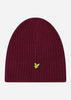 Lyle & Scott Mutsen  Knitted ribbed beanie - burgundy 