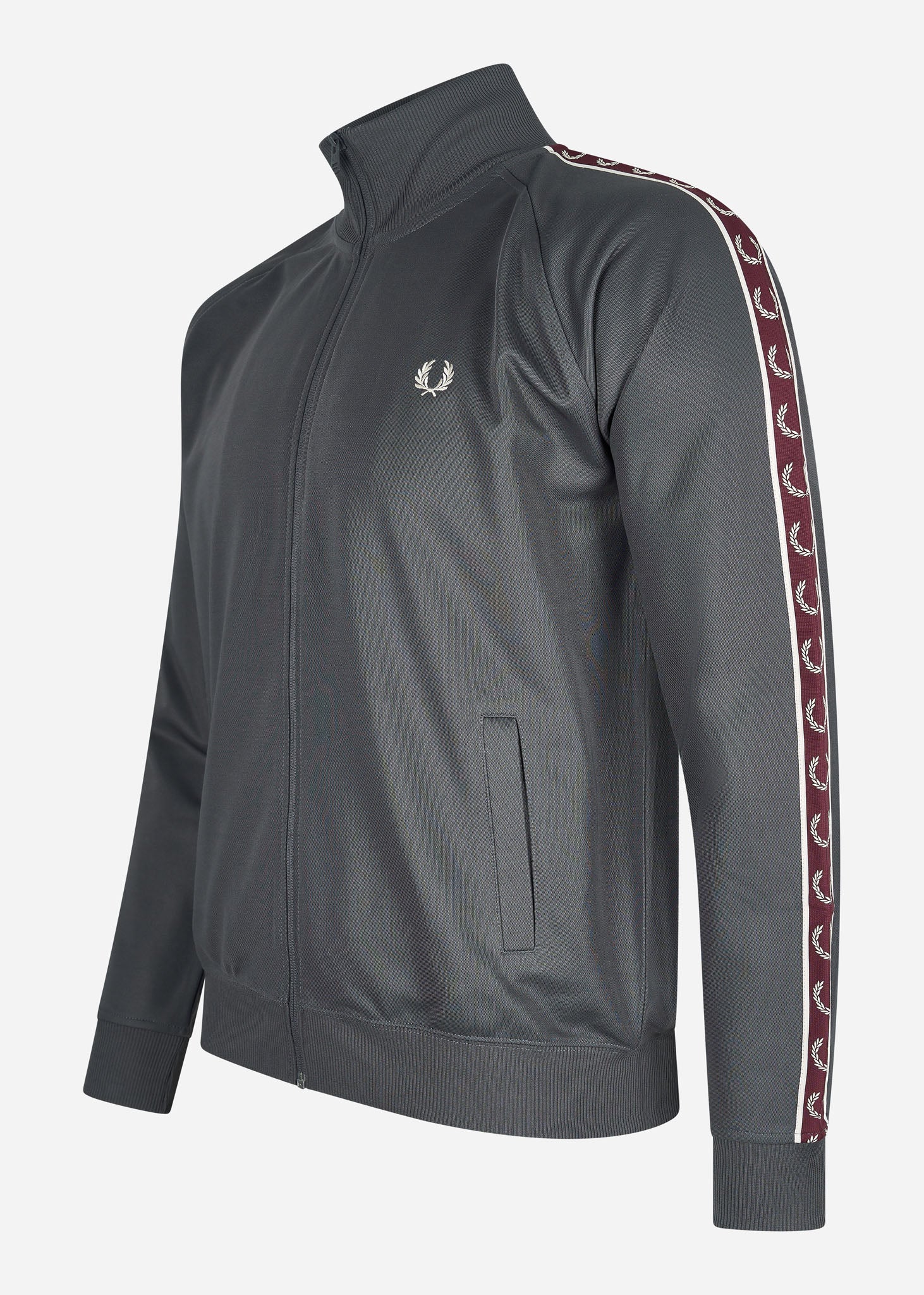 Fred Perry Vesten Seasonal taped track jacket - gunmetal oxblood (Copy)