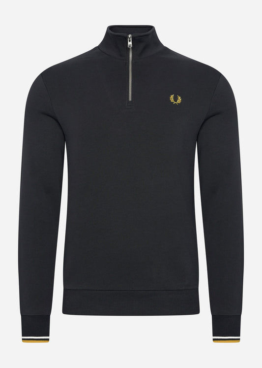fred perry half zip sweater black