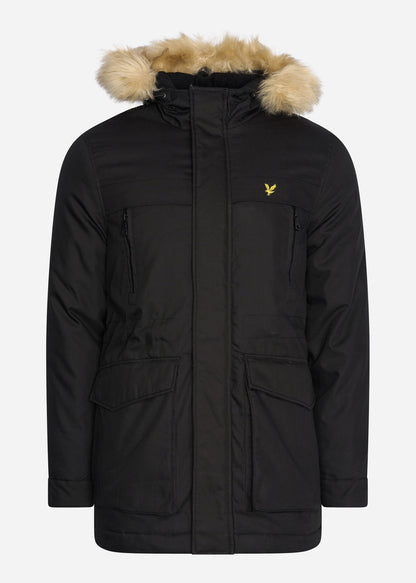 Lyle & Scott Jassen  Winter weight micro fleece lined parka - jet black 