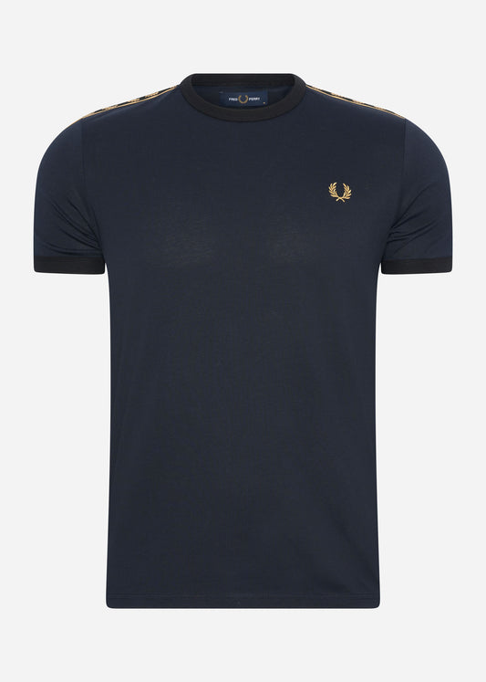 fred perry gold taped ringer t-shirt navy