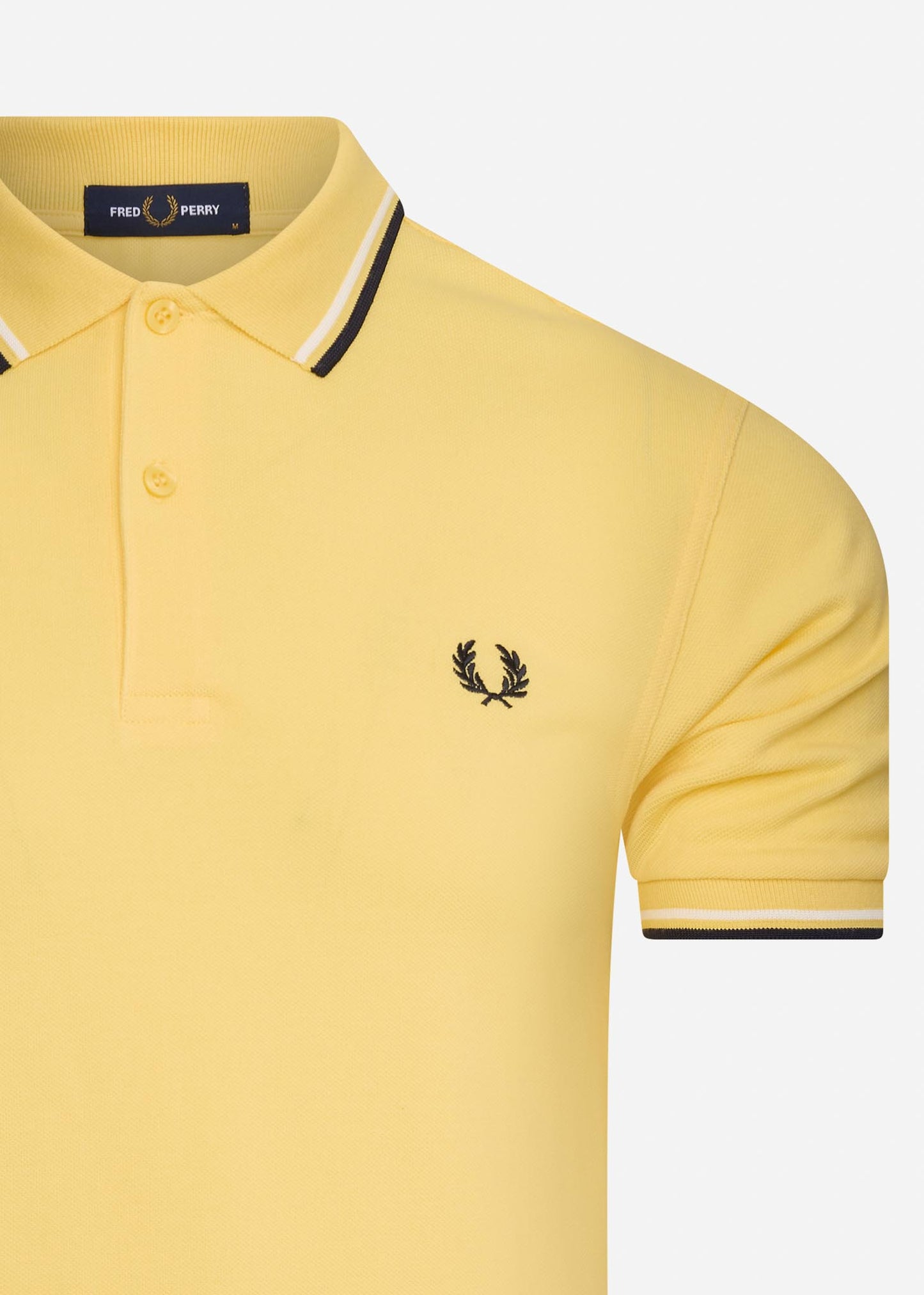 Twin tipped fred perry shirt - 1964 yellow snow white navy