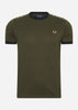 Fred Perry T-shirts  Gold taped ringer t-shirt - hunting green 