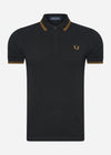 Fred Perry Polo's  Twin tipped polo - dark caramel black 