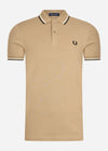 Fred Perry Polo's  Twin tipped fred perry shirt - warm stone snow white black 