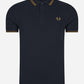 fred perry polo navy dark caramel