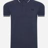 Fred Perry Polo's  Twin tipped polo - carbon blue snow white black 