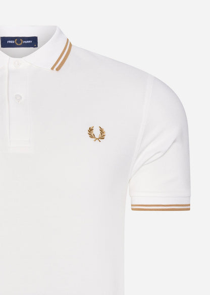 Fred Perry Polo's  Twin tipped fred perry shirt - snow white desert desert 