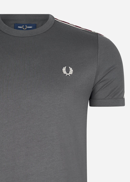 Fred Perry T-shirts  Contrast tape ringer t-shirt - gunmetal oxblood 