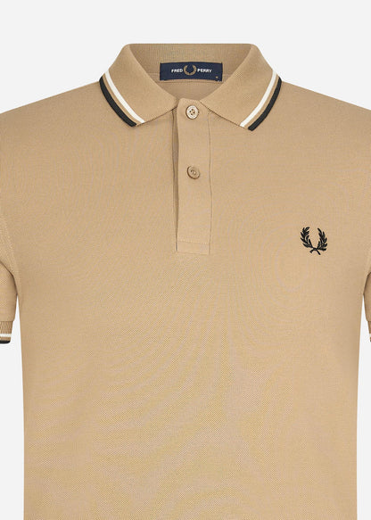 Fred Perry Polo's  Twin tipped fred perry shirt - warm stone snow white black 