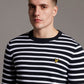 Lyle and Scott breton stripe jumper dark navy white