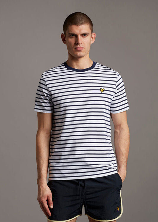 Lyle and Scott breton stripe t-shirt navy white