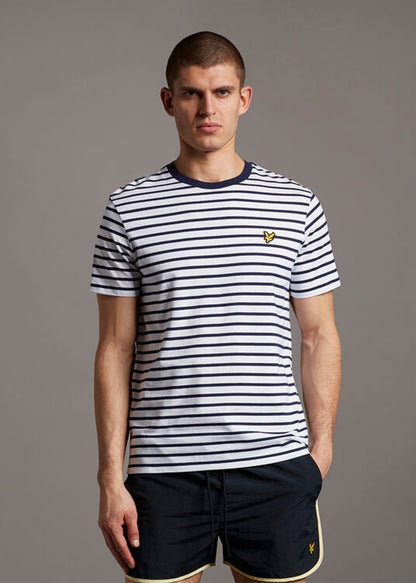 Lyle & Scott T-shirts  Breton stripe t-shirt - navy white 