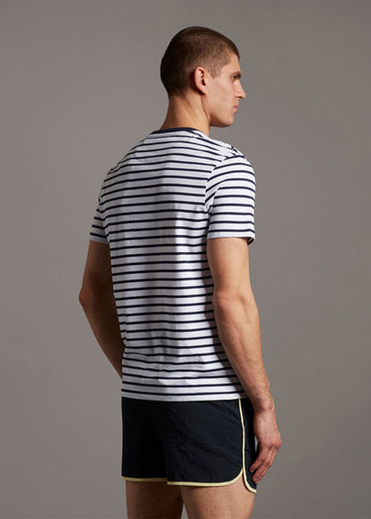 Lyle & Scott T-shirts  Breton stripe t-shirt - navy white 