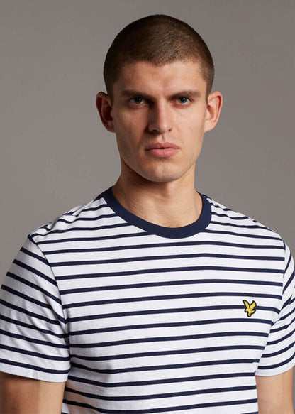 Lyle & Scott T-shirts  Breton stripe t-shirt - navy white 