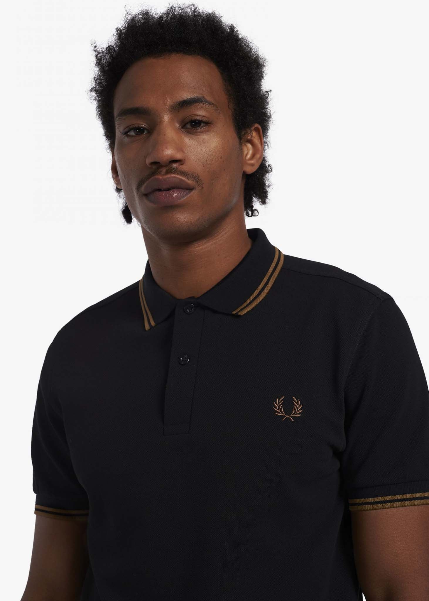 Fred Perry Polo's  Twin tipped fred perry shirt - black shaded stone 