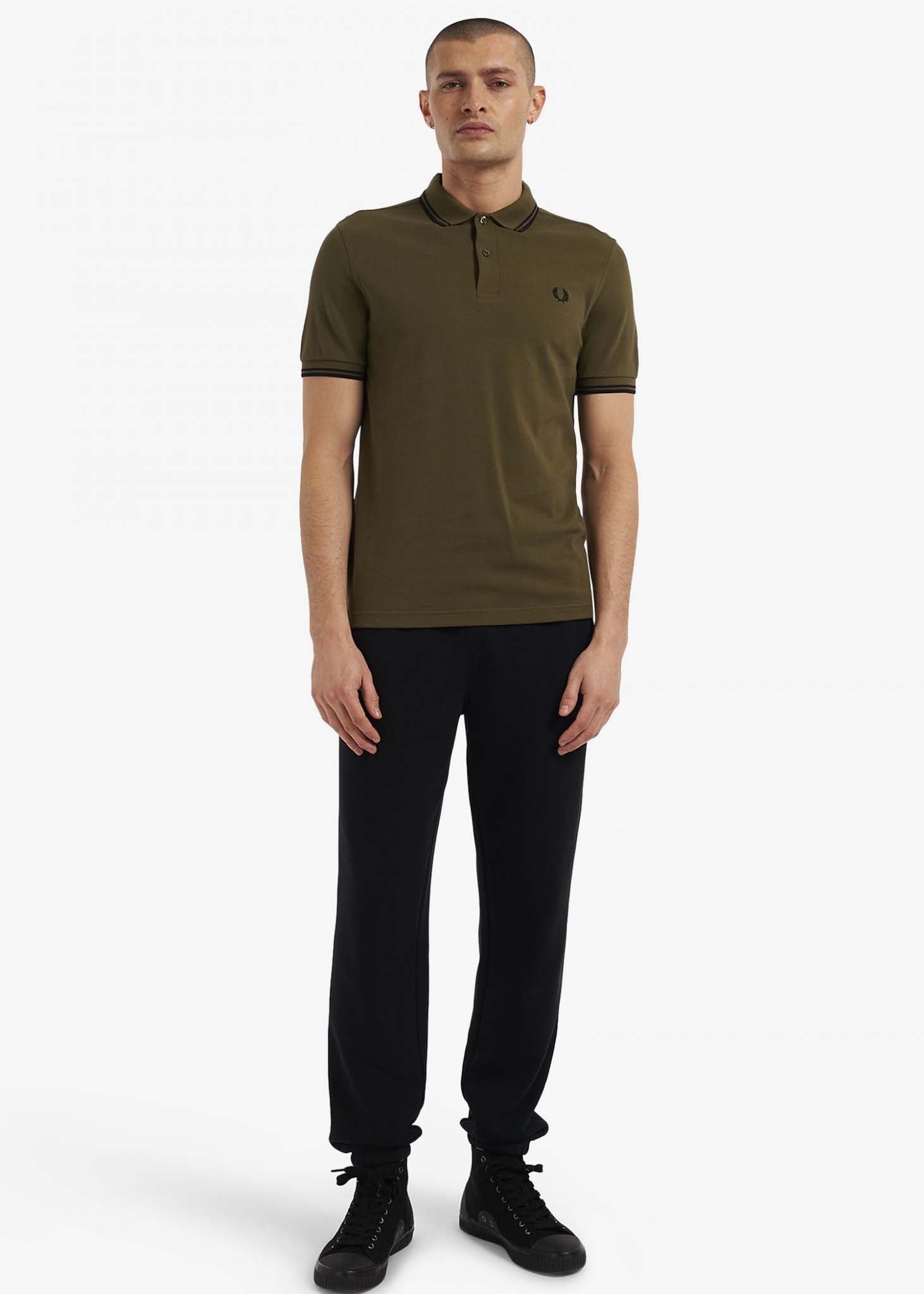 Fred Perry Polo's  Twin tipped fred perry shirt - uniform green black 