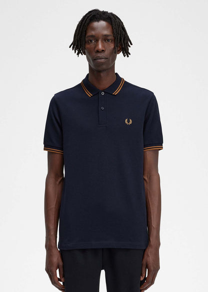 Fred Perry Polo's  Twin tipped fred perry shirt - navy dark caramel 