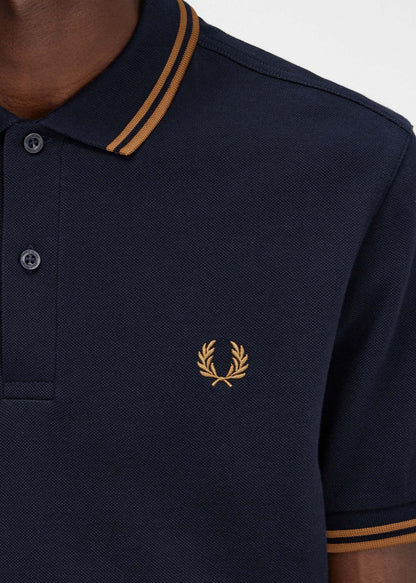 Fred Perry Polo's  Twin tipped fred perry shirt - navy dark caramel 