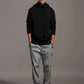 Face covered hoodie - jet black