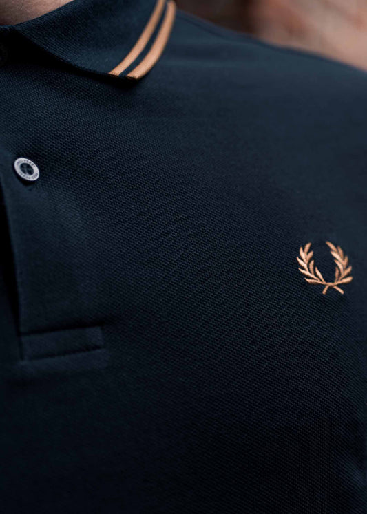 fred perry polo navy dark caramel