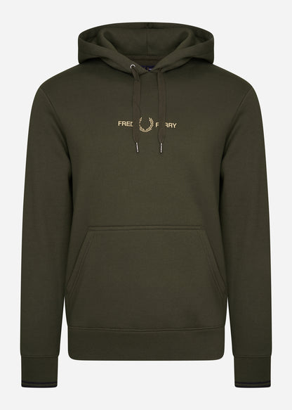 Fred Perry Vesten  Graphic hooded sweatshirt - hunting green 