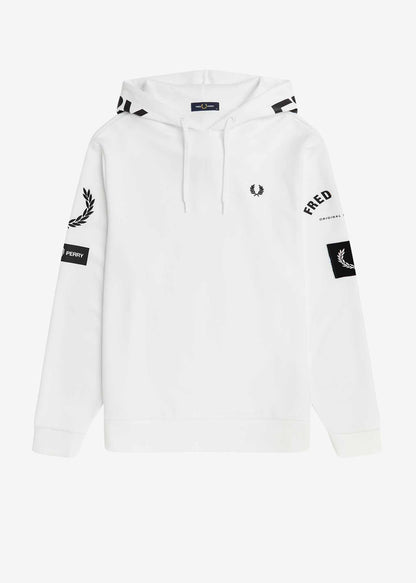 Fred Perry Hoodies  Bold branding hooded sweatshirt - white 