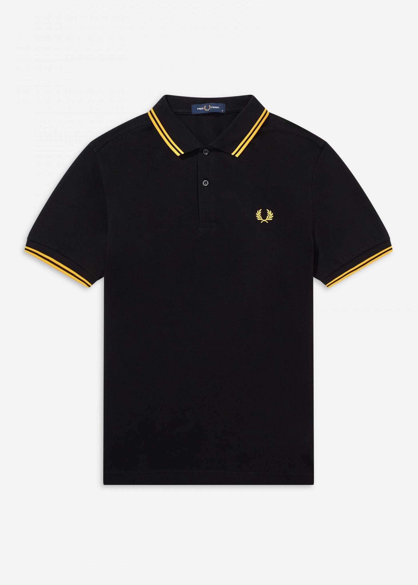 Fred Perry Polo's  Twin tipped aw polo - black / new yellow 