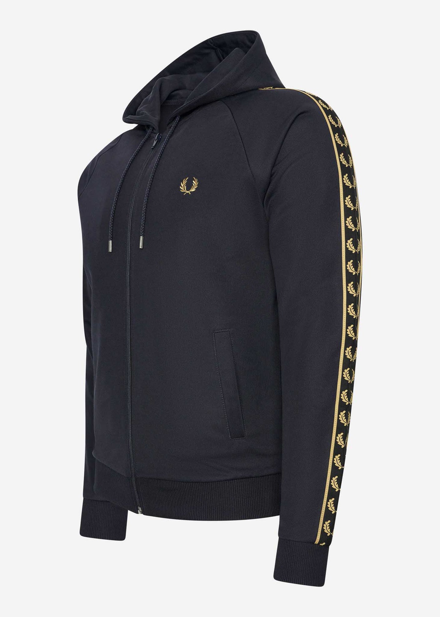 fred perry gold tape hoodie navy