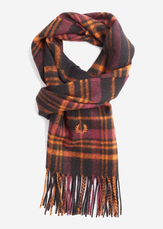 Fred Perry Sjaals  Redacted tartan scarf - oxblood 