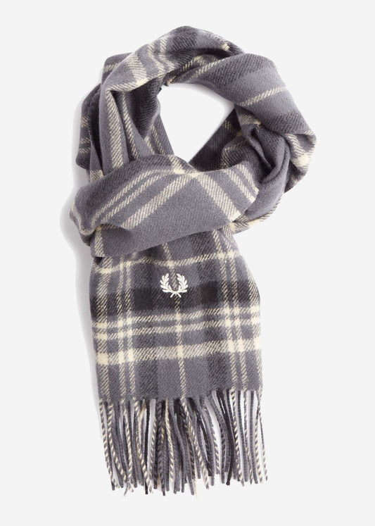 Fred Perry Sjaals  Redacted tartan scarf - gunmetal 