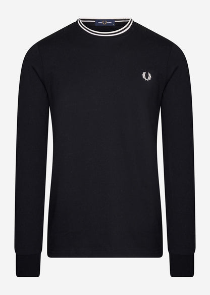 Fred Perry Longsleeve Tees  Twin tipped longsleeve tee- black 