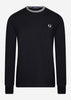 Fred Perry Longsleeve Tees  Twin tipped longsleeve tee- black 