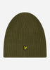 Lyle & Scott Mutsen  Knitted ribbed beanie - olive 