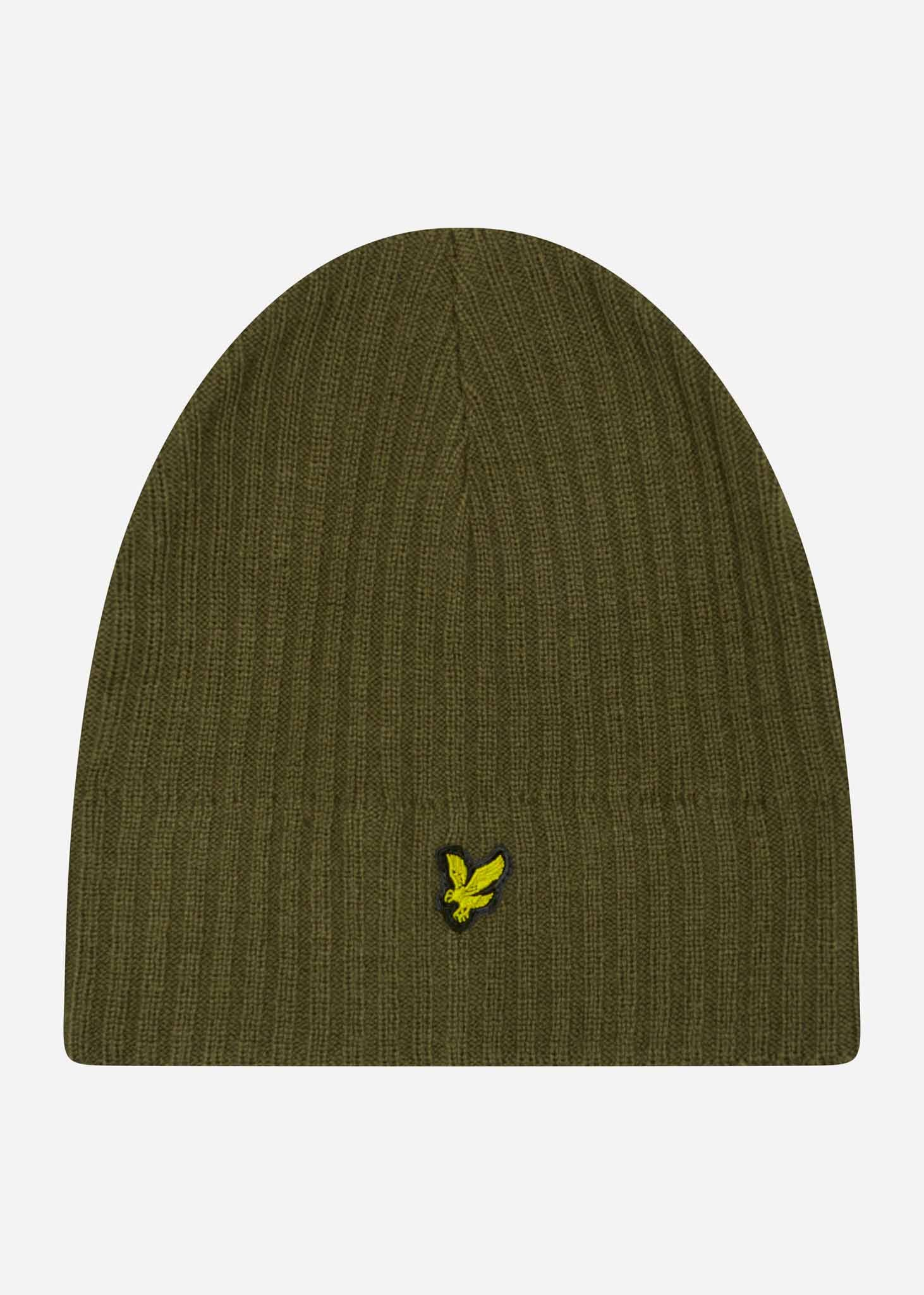 Lyle & Scott Mutsen  Knitted ribbed beanie - olive 